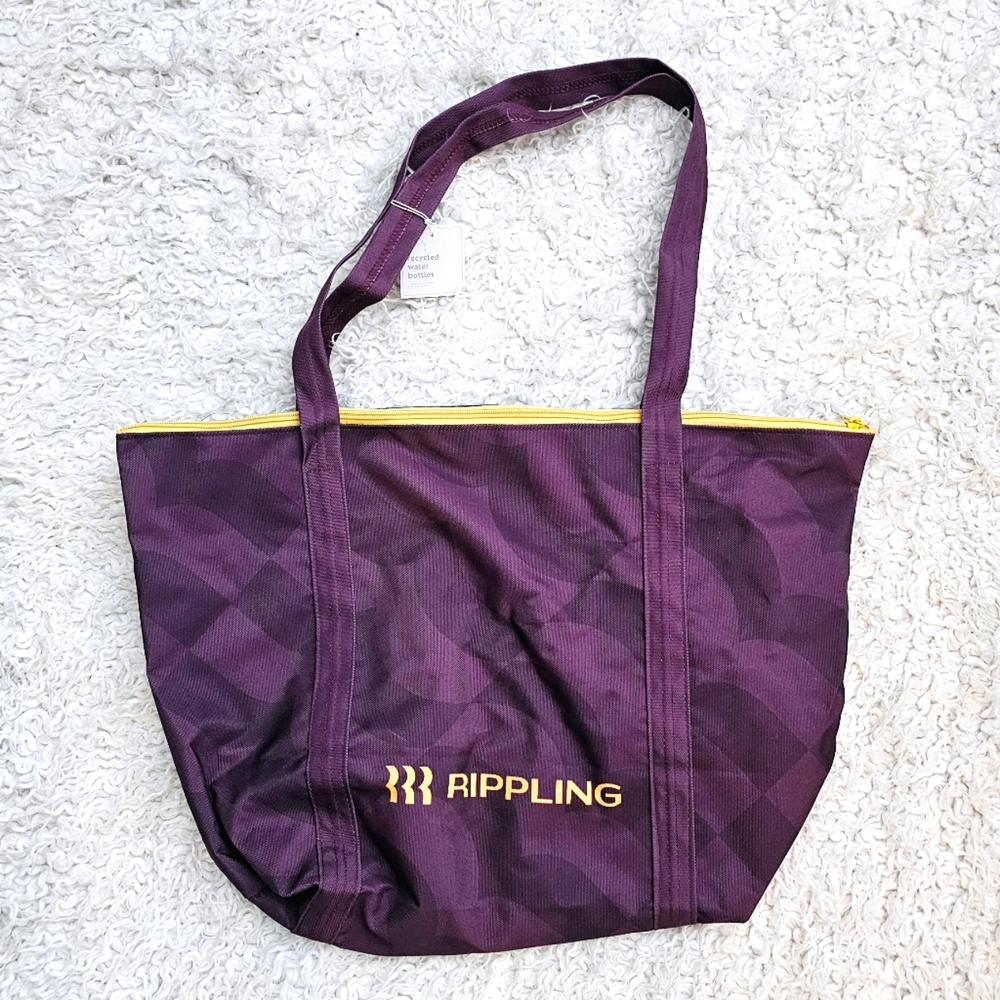 New Rippling tote bag with zipper, purple, made from recycled water bottles